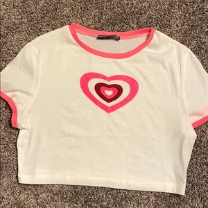 A graphic cropped T-shirt